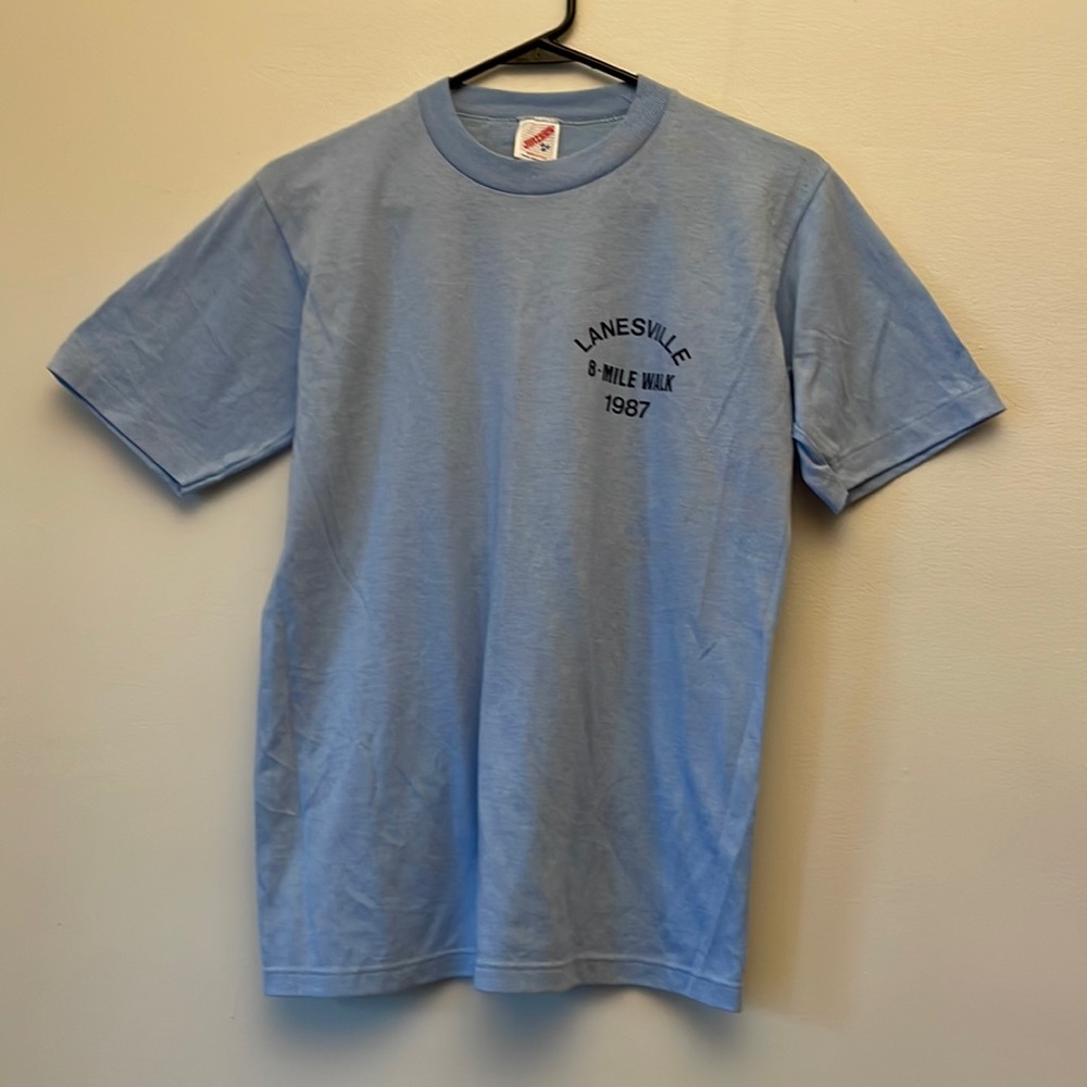 Single stitch baby blue walking shirt